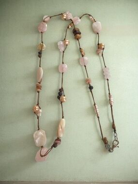 Silpada Rose Quartz and Pearl Necklace N1428. 35”inches
